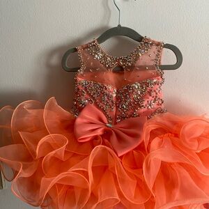 Little Rosie beautiful pageant dress, coral in color, 6 months
